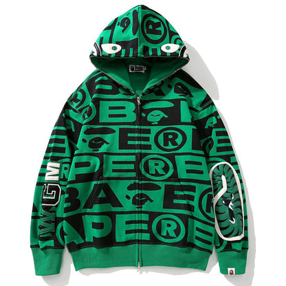 Bape Fully printed shark hooded sweatshirt