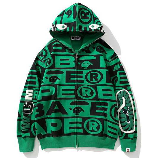 Bape Fully printed shark hooded sweatshirt