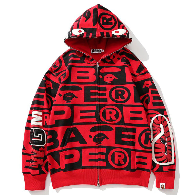 Bape Fully printed shark hooded sweatshirt