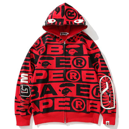 Bape Fully printed shark hooded sweatshirt