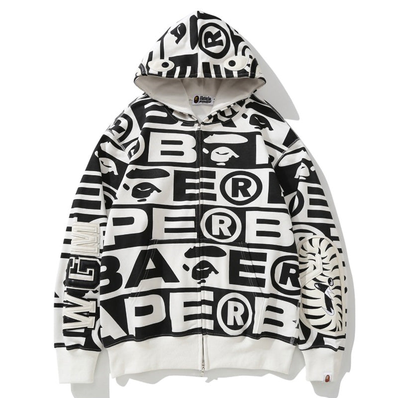 Bape Fully printed shark hooded sweatshirt