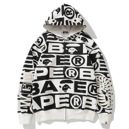 Bape Fully printed shark hooded sweatshirt