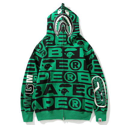Bape Fully printed shark hooded sweatshirt