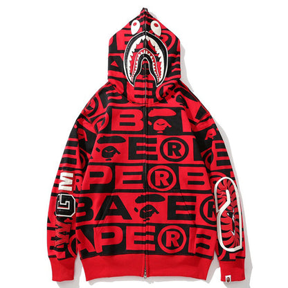 Bape Fully printed shark hooded sweatshirt
