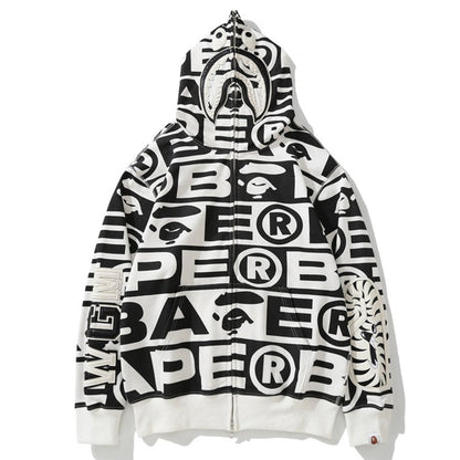 Bape Fully printed shark hooded sweatshirt