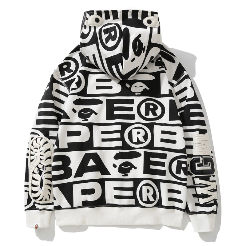 Bape Fully printed shark hooded sweatshirt
