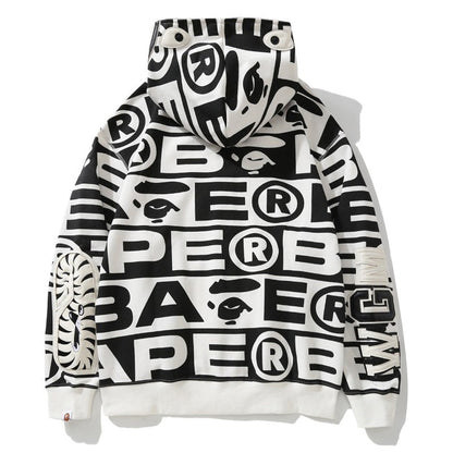 Bape Fully printed shark hooded sweatshirt
