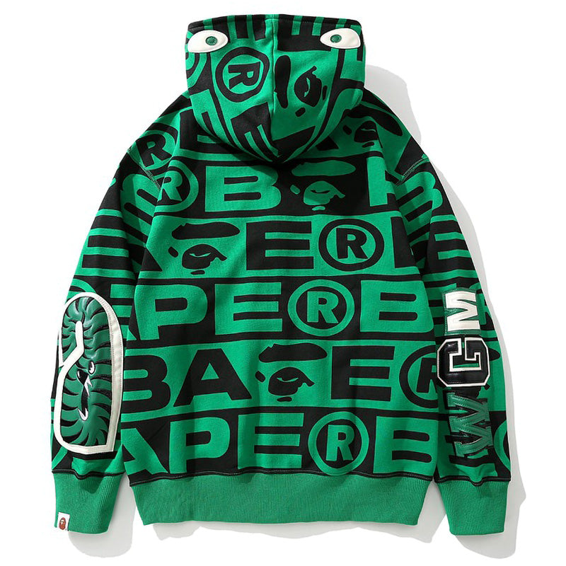 Bape Fully printed shark hooded sweatshirt