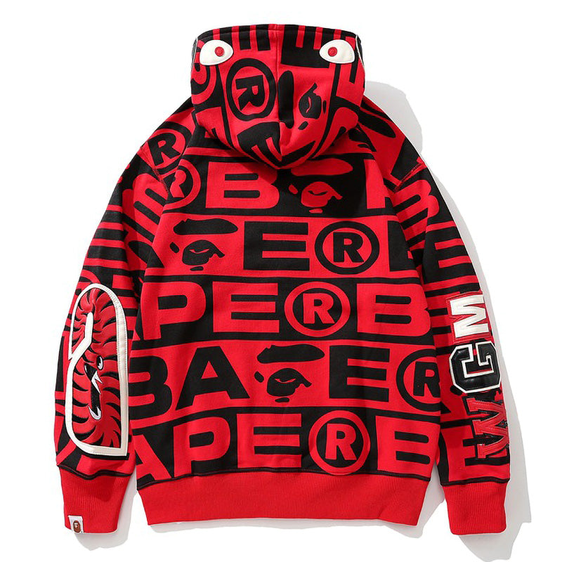 Bape Fully printed shark hooded sweatshirt