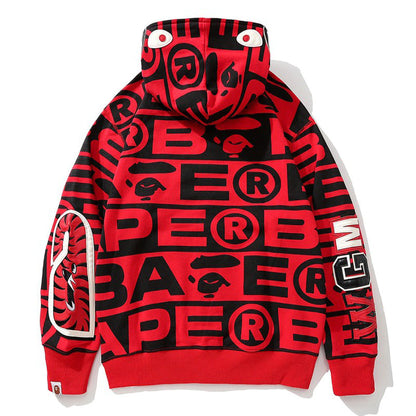 Bape Fully printed shark hooded sweatshirt