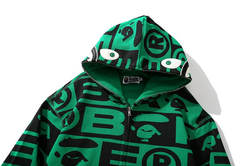 Bape Fully printed shark hooded sweatshirt