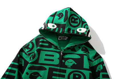 Bape Fully printed shark hooded sweatshirt