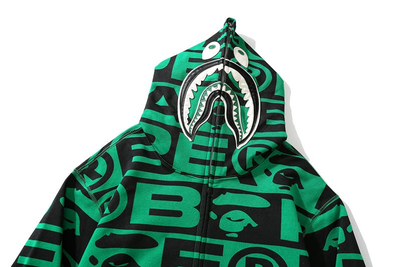 Bape Fully printed shark hooded sweatshirt