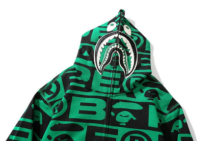 Bape Fully printed shark hooded sweatshirt